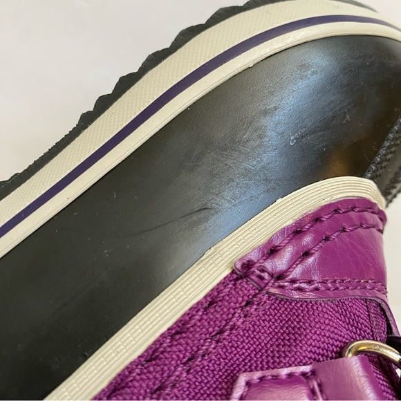 SOREL kids iris plum purple black yoot pac nylon rubber fur trim snow boots - Picture 9 of 11